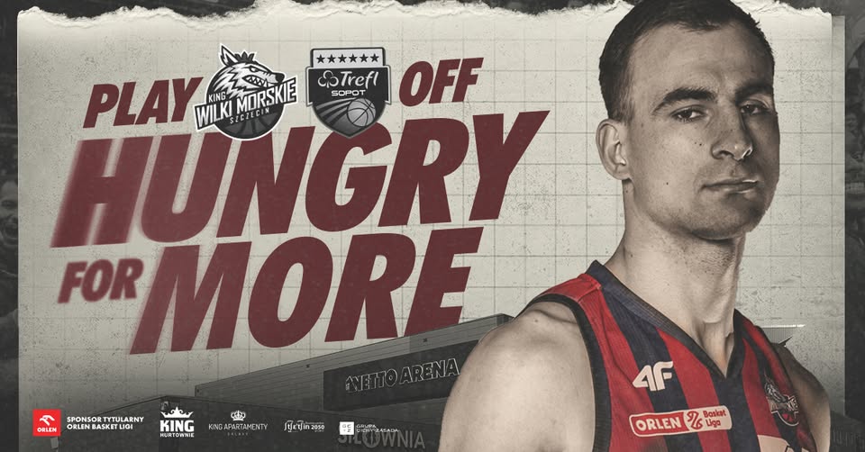Zdjęcie przedstawia zaproszenie na mecz King Wilki Morskie Szczecin vs Trefl Sopot dn. 19.05.2025r godz. 17:30